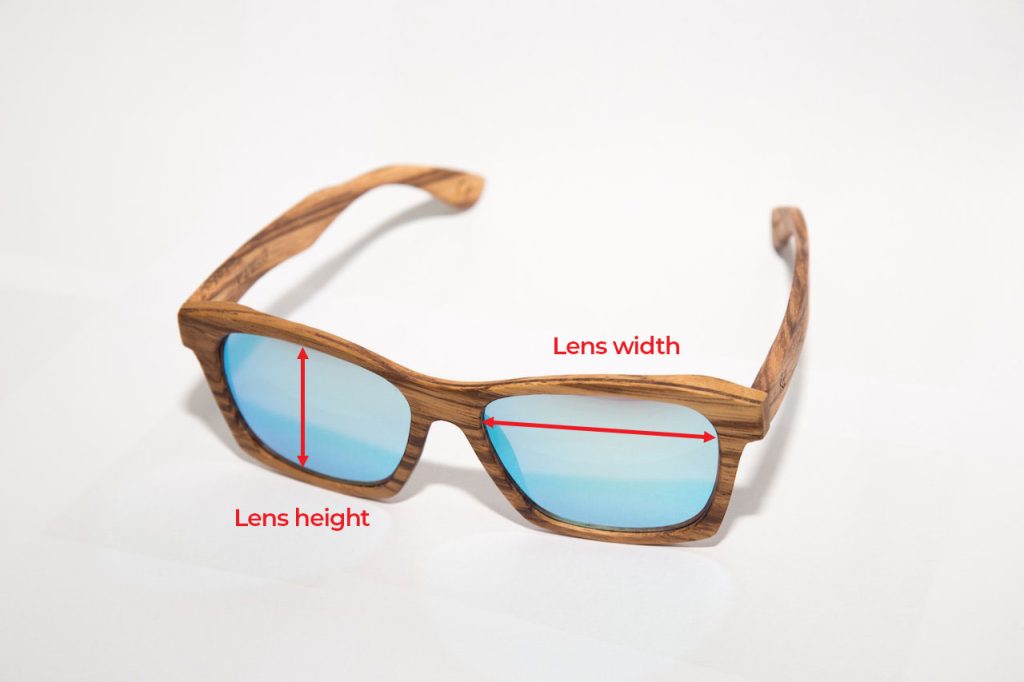 Sunglass lens height width