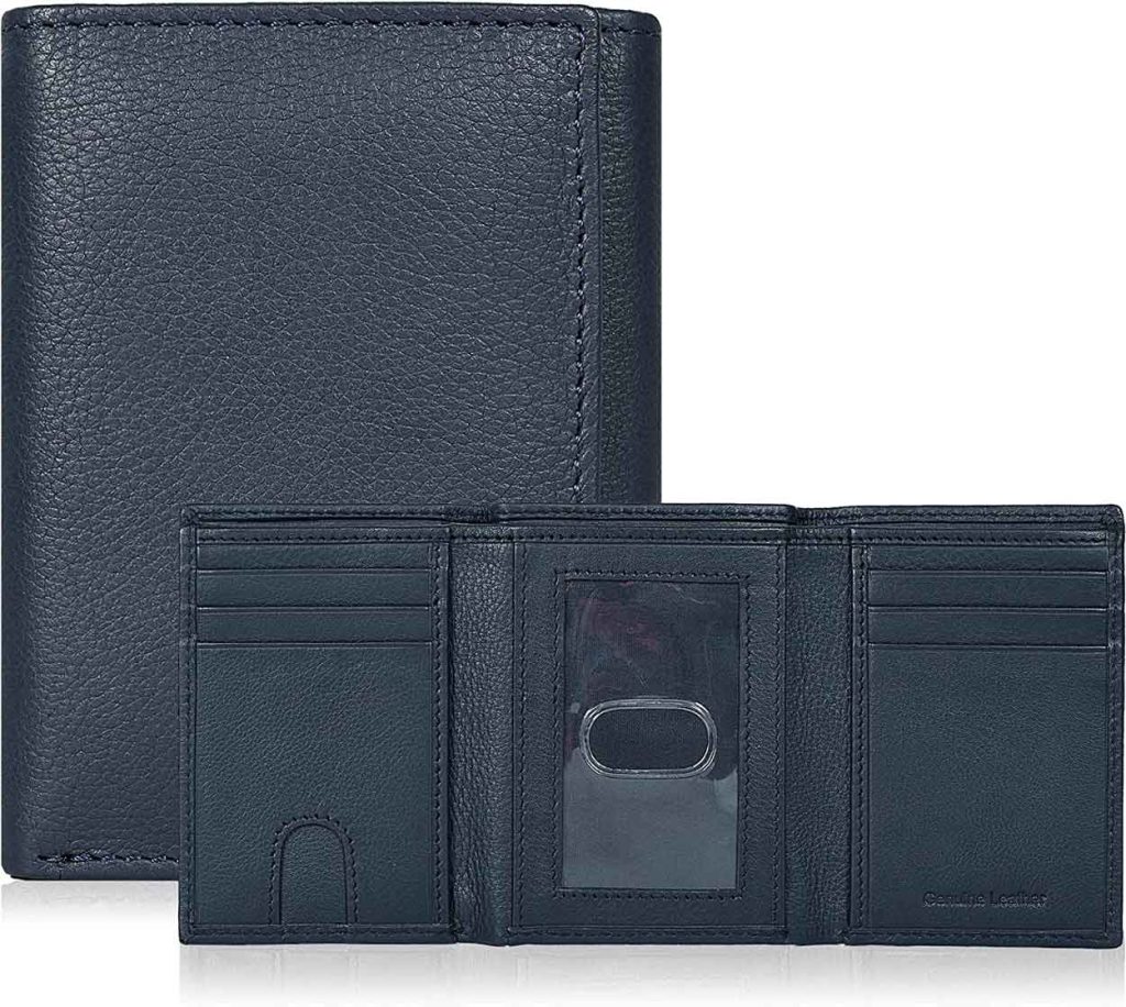 leather trifold wallet size